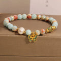 Blue women's bracelet with Shoushan stone and freshwater pearl butterfly pendant jewellery