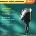 Quick charging car cigarette lighter with one to three conversion plug, wireless pad, and USB output in silver