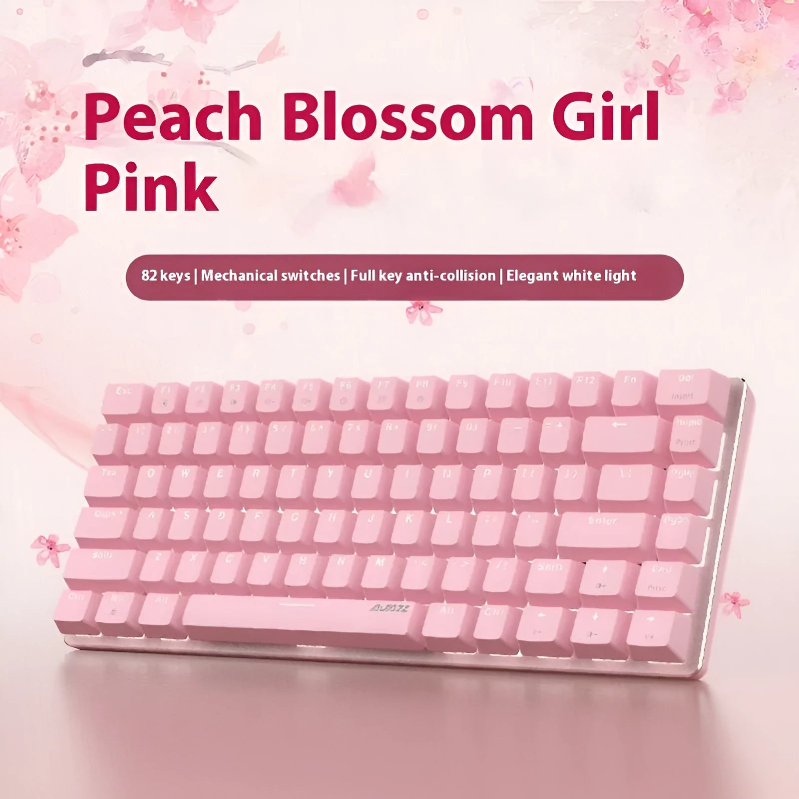 82-key mechanical keyboard with white backlighting and metal construction