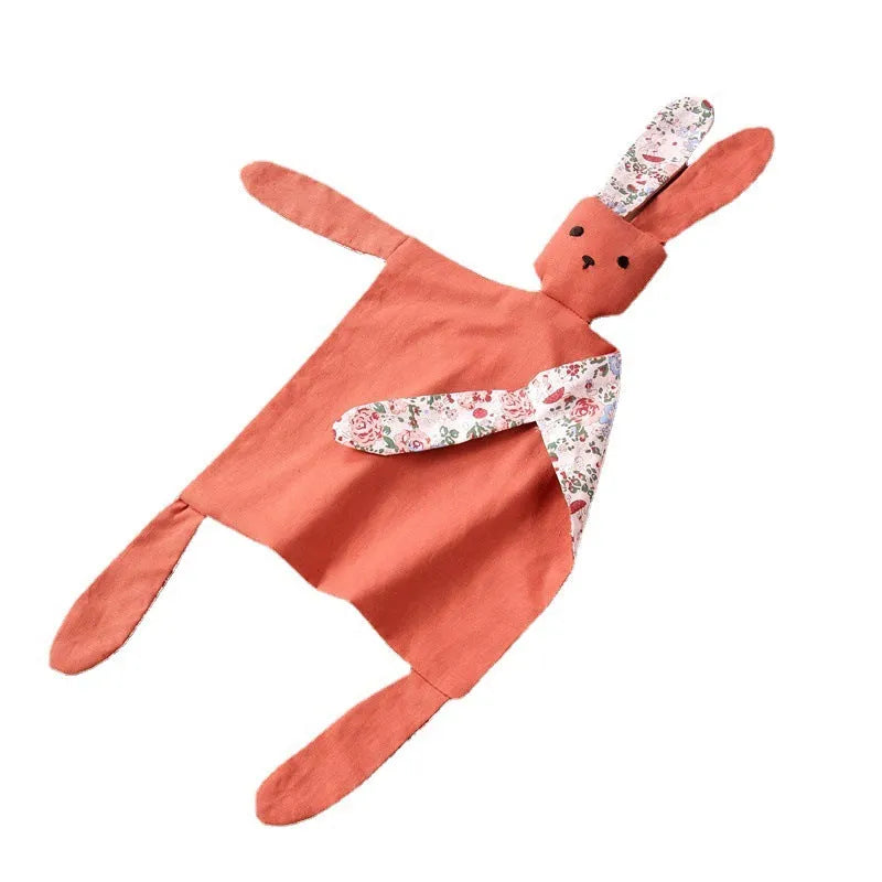 Baby comfort doll sleep companion towel in cotton and linen with PP cotton filling, 45g, 43x51cm, blue flower pattern