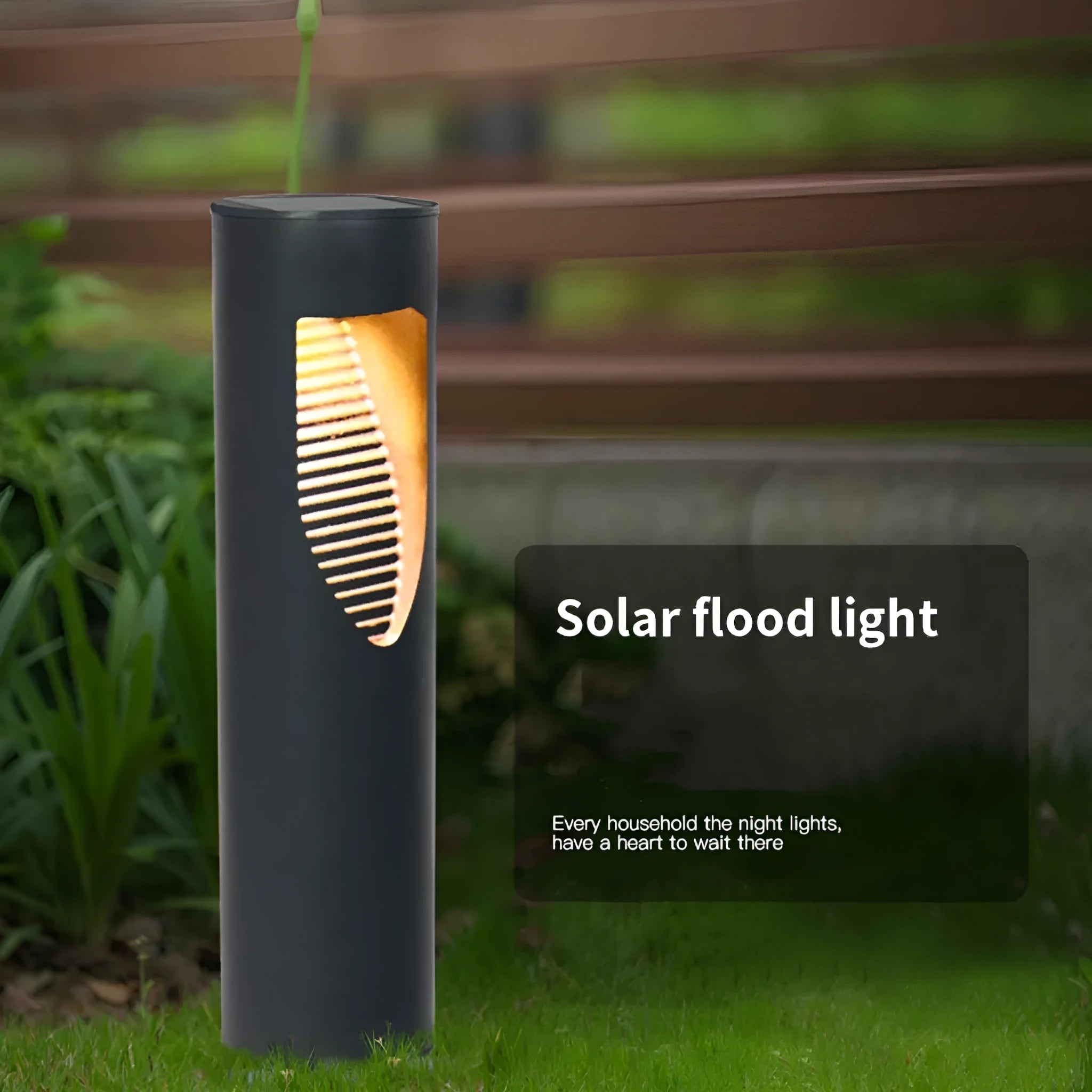 Black geometric abstract art solar garden light with stainless steel and plastic construction
