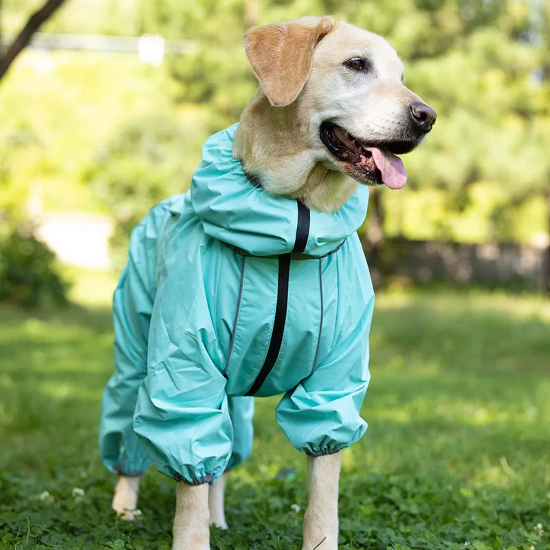 Dog wearing red cotton-padded polyester shell jacket winter coat
