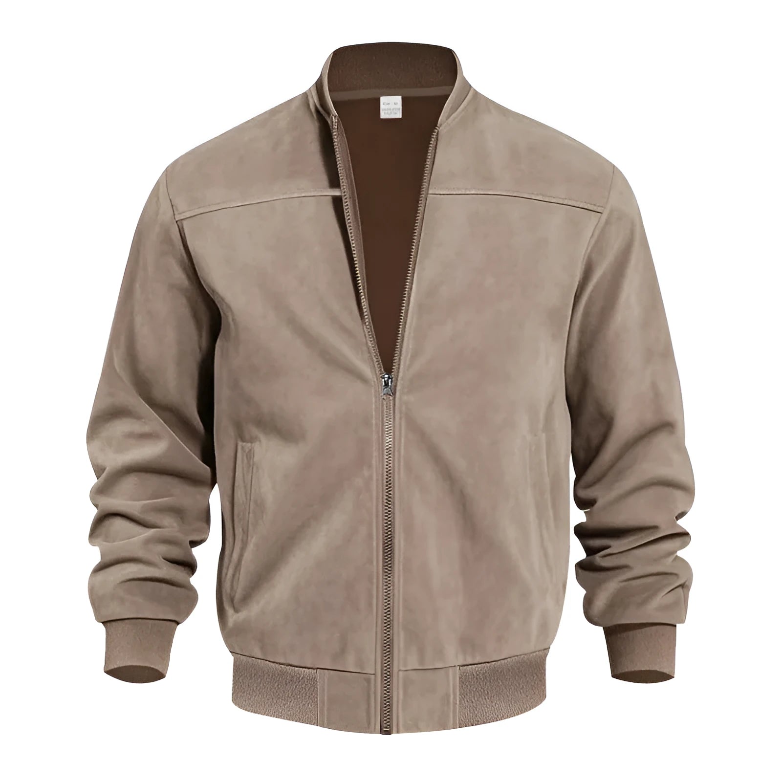 Men's plus size suede casual jacket with zipper closure and cotton lining in multiple colours