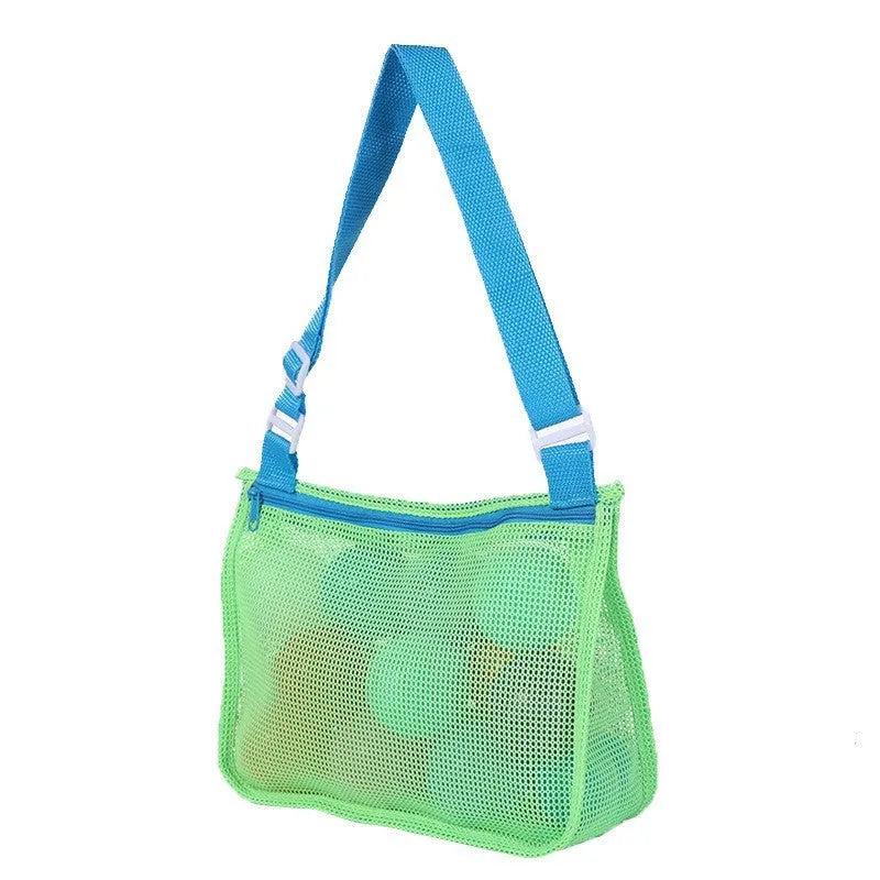 Blue nylon mesh children's travel storage bag with sealing function, 20x25x8 cm dimensions