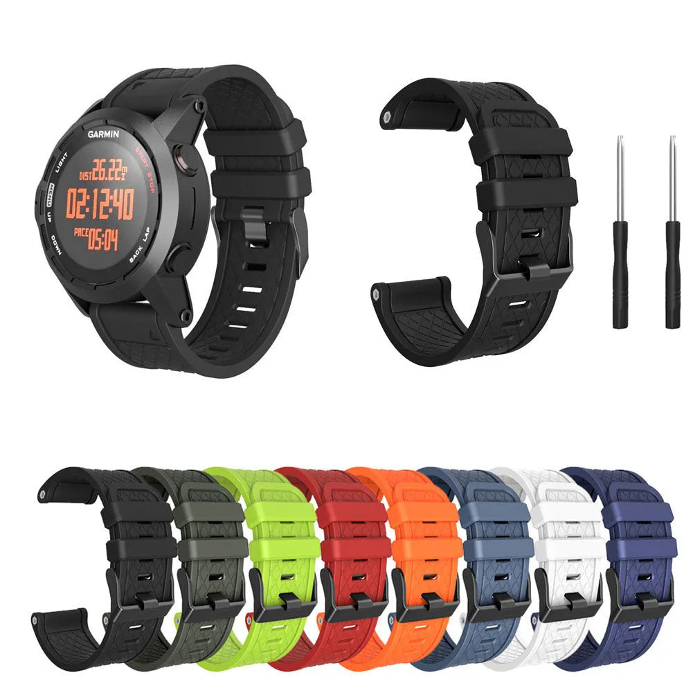 Jiaming 26mm silicone watch strap with stainless steel connector in multiple colour options