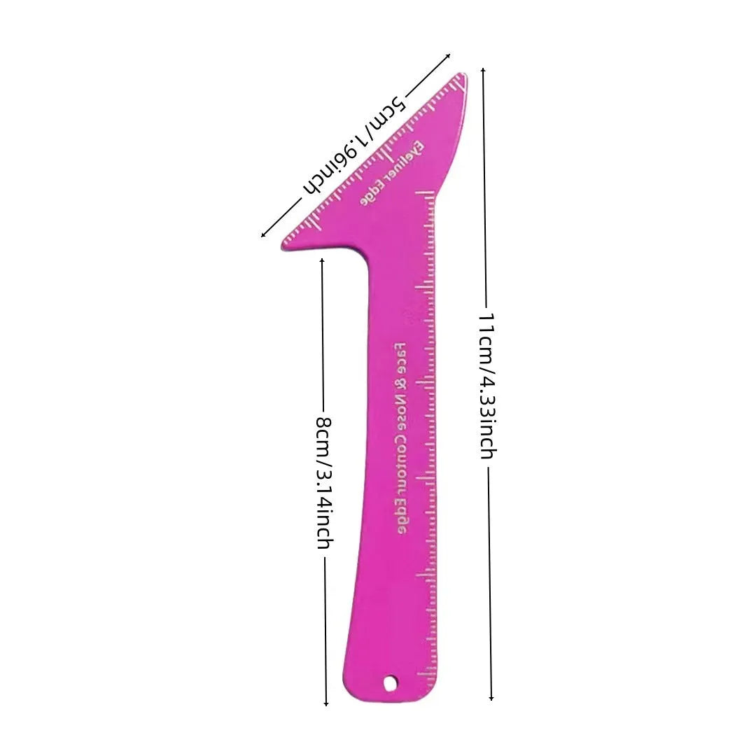 Reusable 3-in-1 makeup stencil tool for eyeliner, eyebrows, and face contouring.