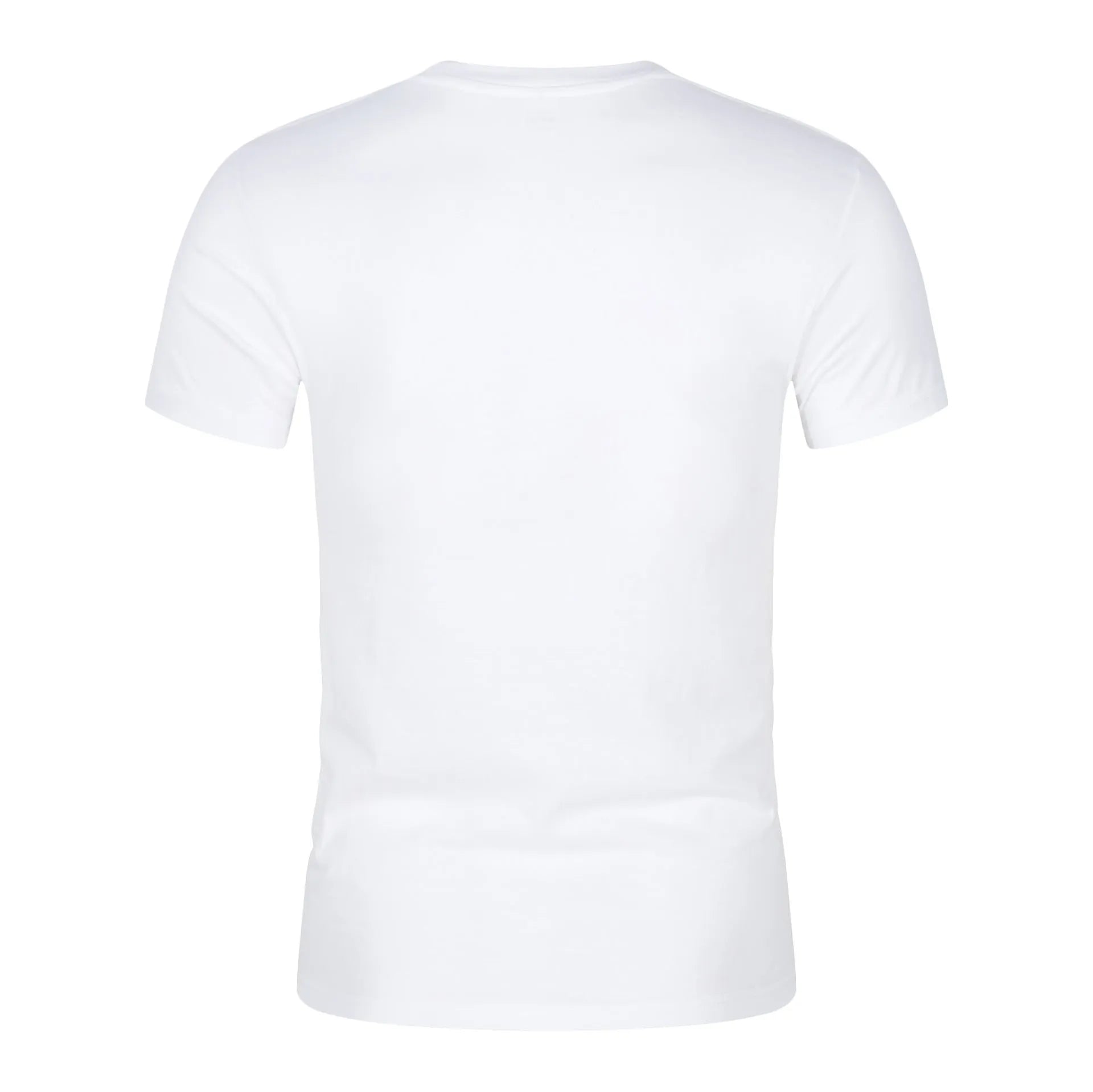Men's solid colour cotton short sleeve t-shirt on a hanger, shown in black and white options.