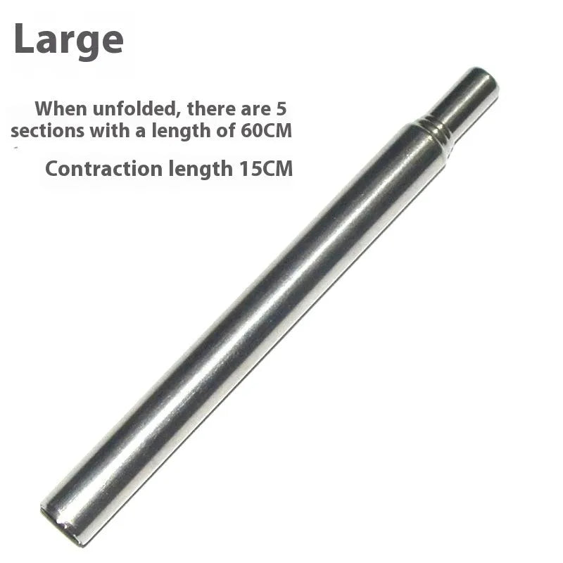 Stainless steel outdoor fire blowing stick for camping and picnics showing portable design