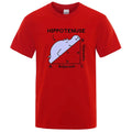 Humorous Hippotenuse Opposite Adjacent printed design on a loose fit cotton short sleeve T-shirt.