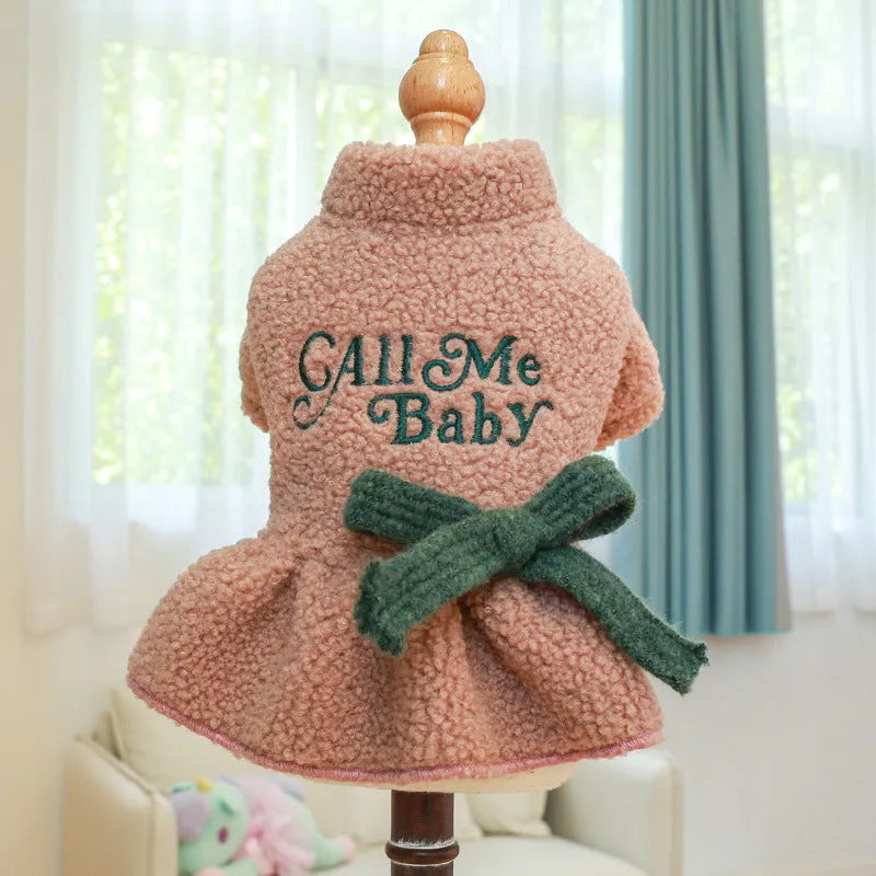 Pet fleece skirt in dark blue or pink Berber fabric with elastic waistband for dogs and cats