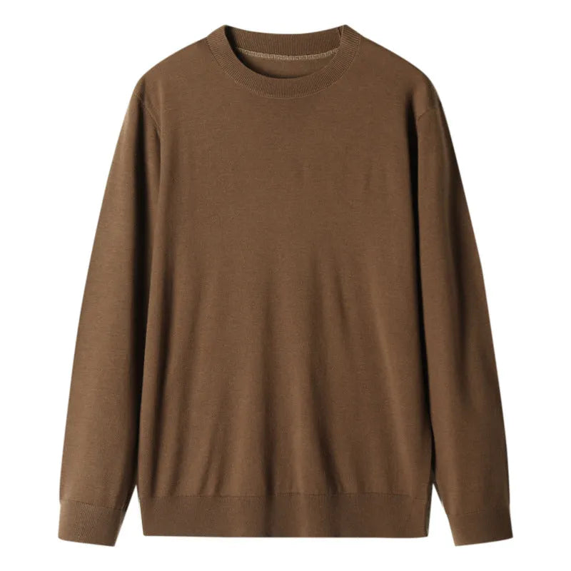 Men's thin knitted long sleeve pullover jumper in dark heather gray, regular fit, wool silk blend