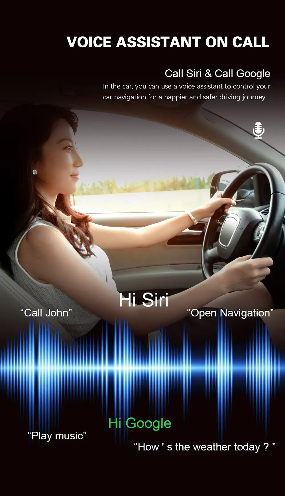 Android 11 wireless car smart box upgrade unit with ABS plastic casing showing dimensions