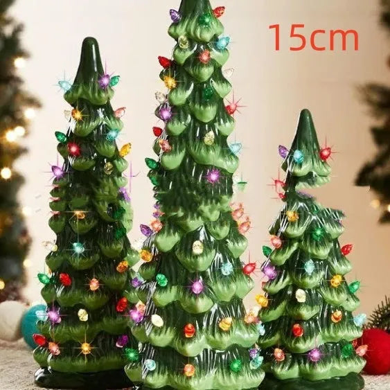 Resin Christmas tree ornament decoration with European design in coloured or warm lighting