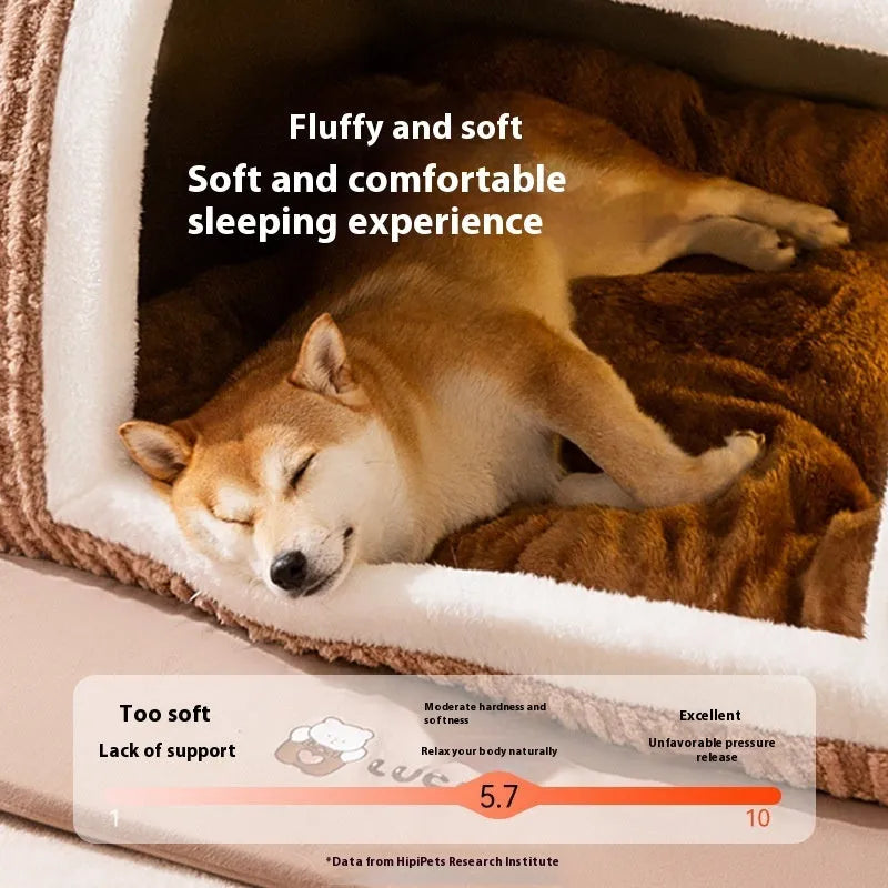 Enclosed curved room kennel cave sofa for small dogs with plush fabric interior