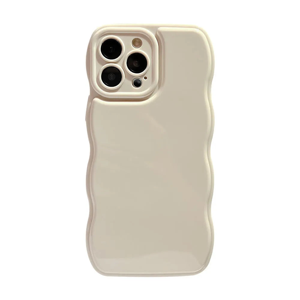 Solid colour air cushion silicone phone case for iPhone in black with wave pattern
