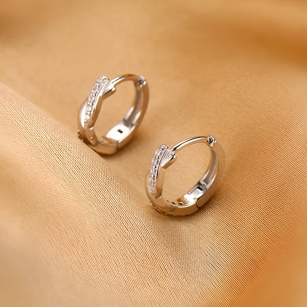 Geometric hemp rope earclip earrings in gold and silver metallic finishes