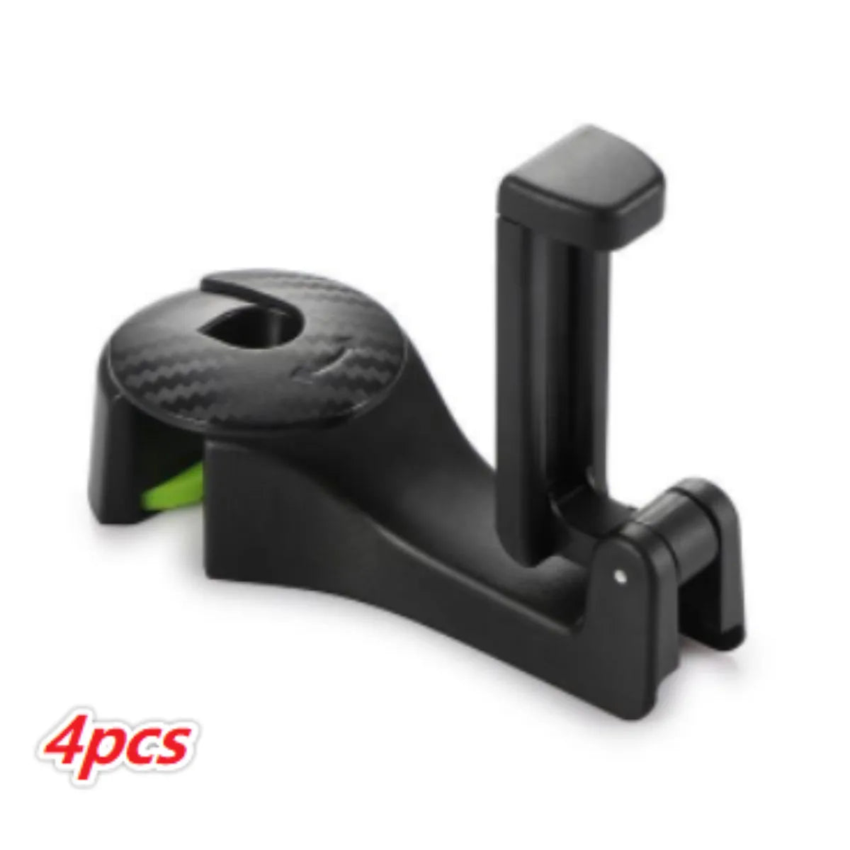 Black car headrest hook with phone holder, hanging a bag on a car seat