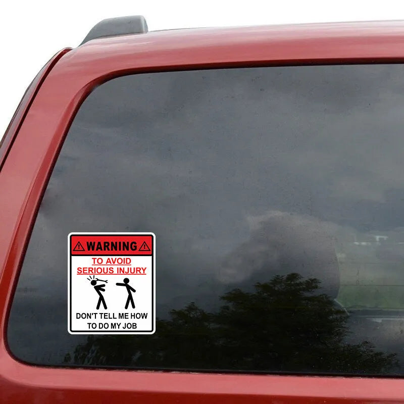 Car glass warning sticker measuring 14.9cm by 12.6cm with 'To Avoid Serious Injury' text in Type A Hit colours.