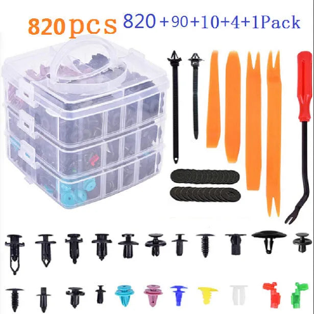 925PCs boxed buckle set with 26 kinds of nylon plastic automobile buckles, rivets, and fender screws for general vehicle use