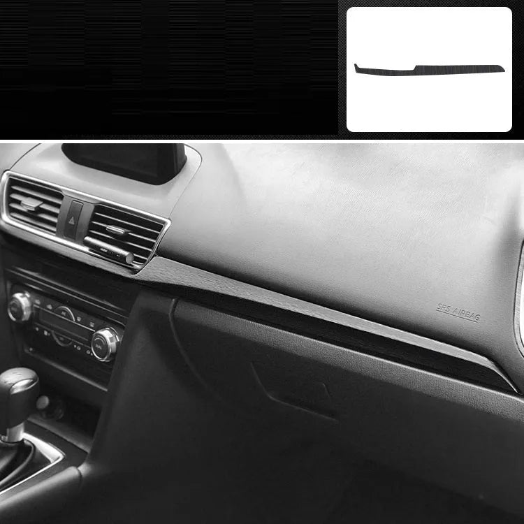 Car interior decorative film sticker kit showing dashboard and centre console pieces for automotive modification