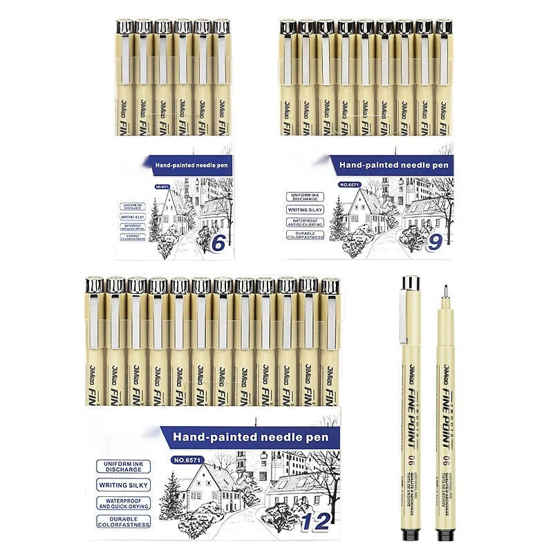 Waterproof needle pen with syringe cartoon design for drawing and writing