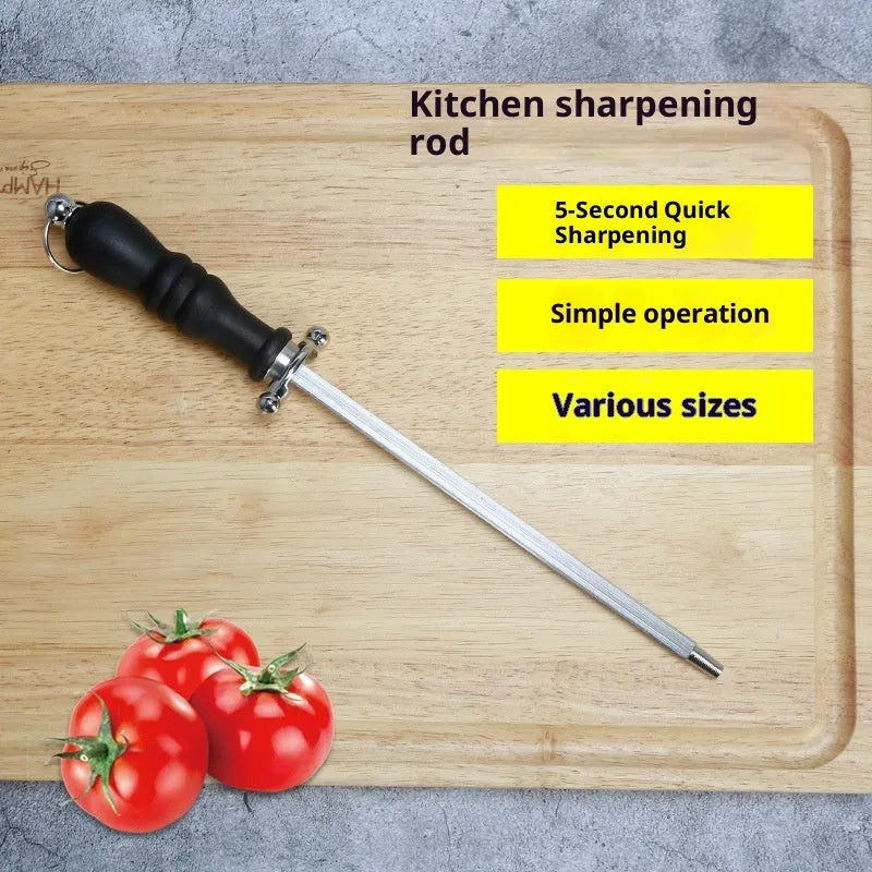 Household multi-functional kitchen sharpening steel with high carbon steel rod and handle