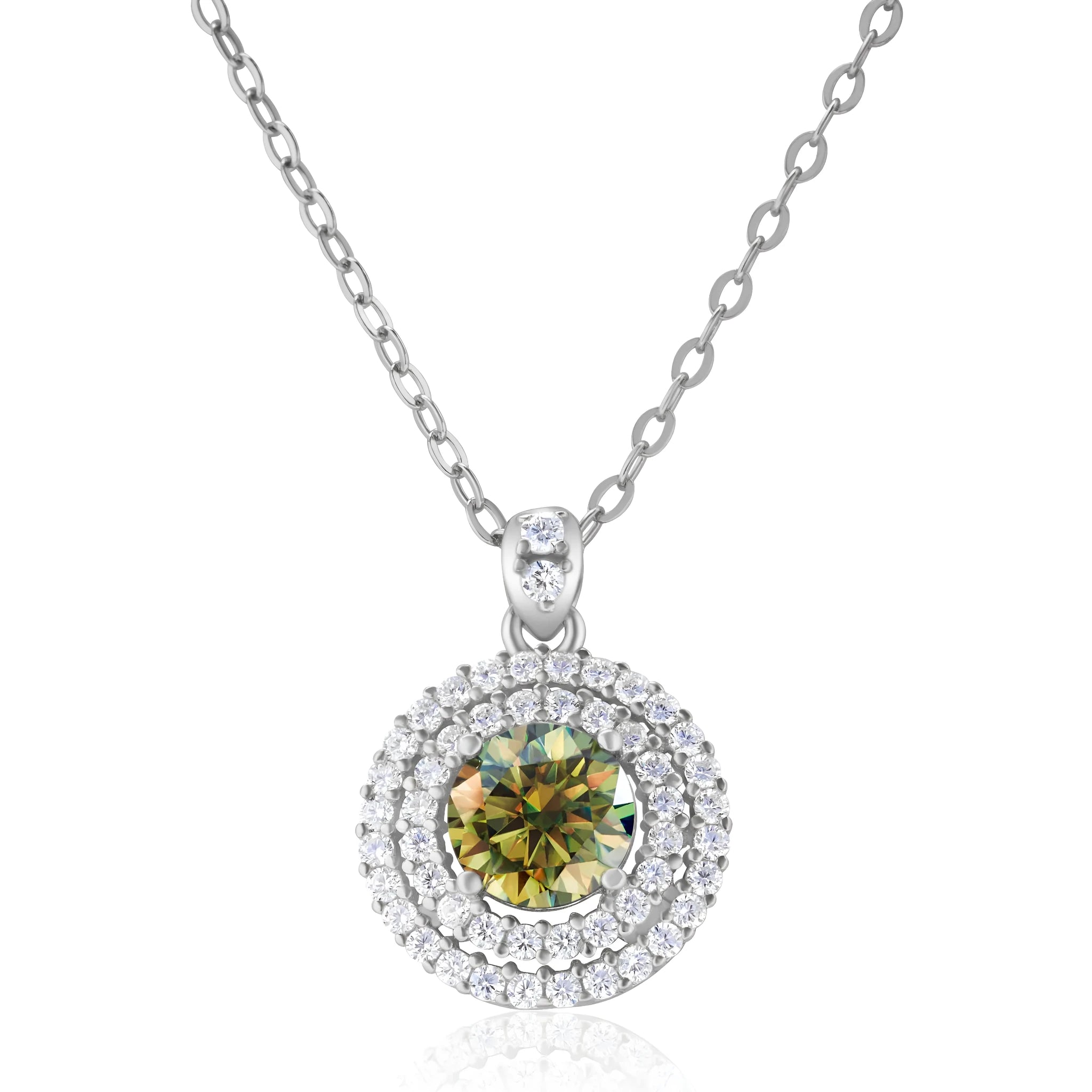 Sterling silver necklace with 1 karat golden yellow inlaid gem pendant
