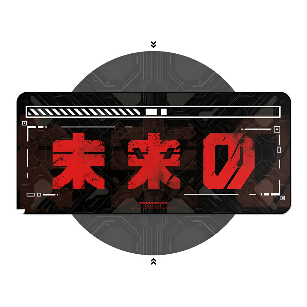Black and red futuristic waterproof gaming mouse pad on a desk, 900x400x4mm size