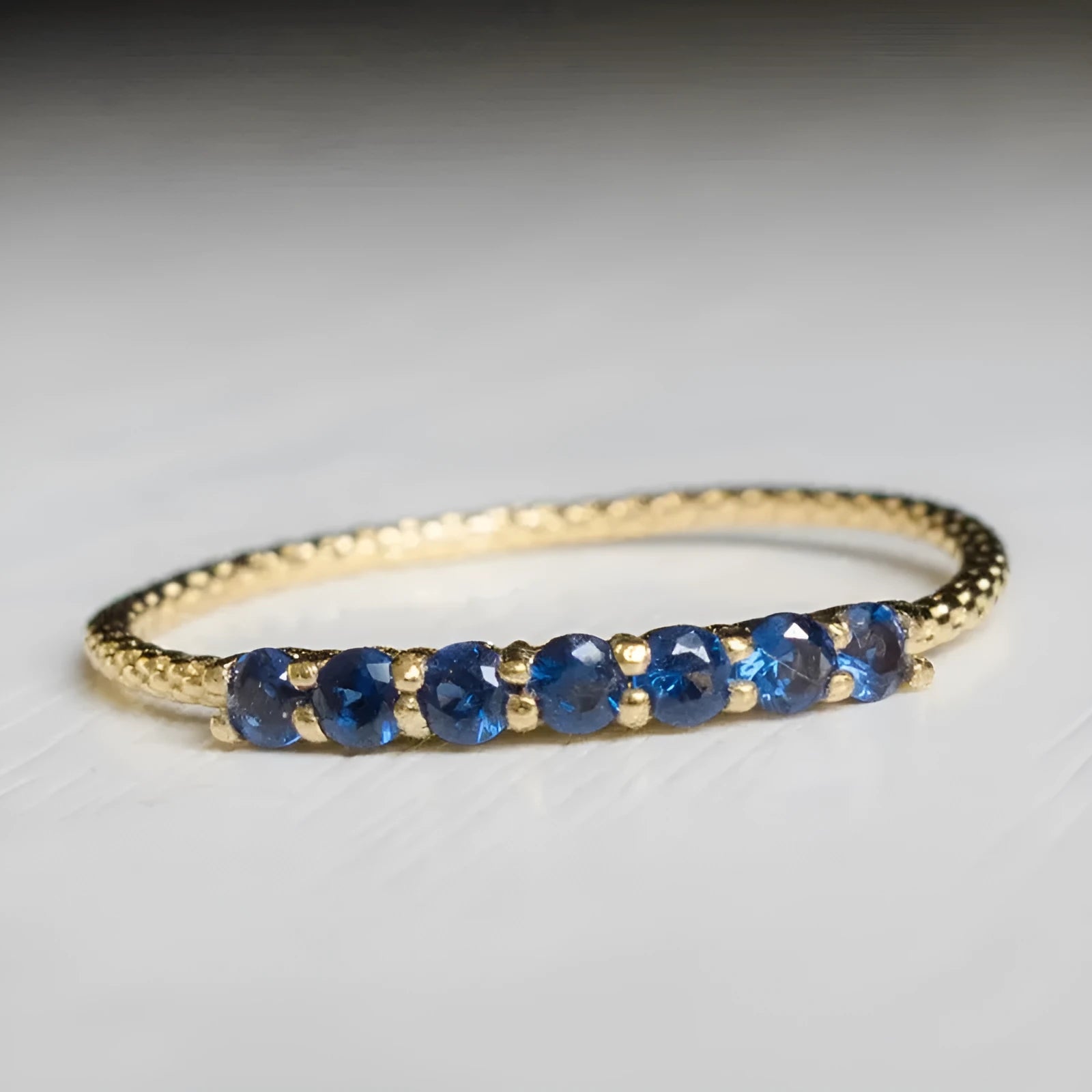 Retro gold copper thin row blue zircon geometric index finger ring for women