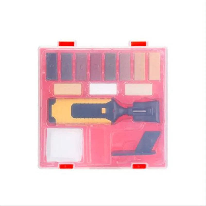 DIY floor tile repair tool set with coloured wax sticks for scratch and chip restoration