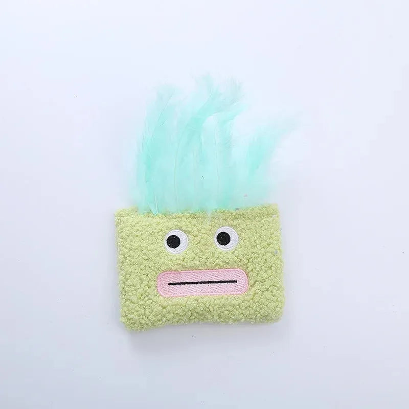 Colourful plush cat toy shaped like an explosion head with a big mouth, filled with natural catnip.