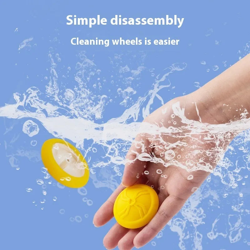 Blue and yellow electric interactive cat mouse toys with remote control on wooden floor