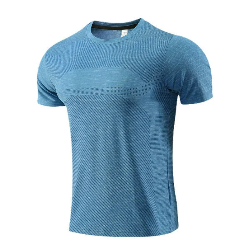 Men's short sleeve sport t-shirt in polyester spandex for running and basketball