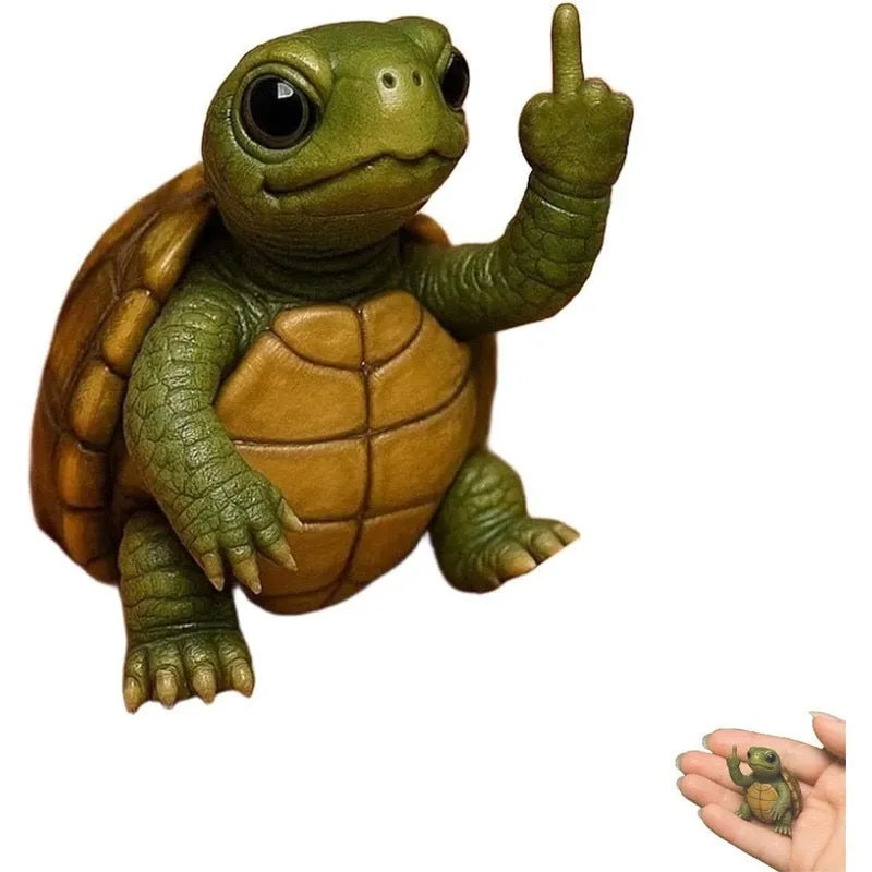 Mini resin animal doll with vertical middle finger design in one of seven animal styles