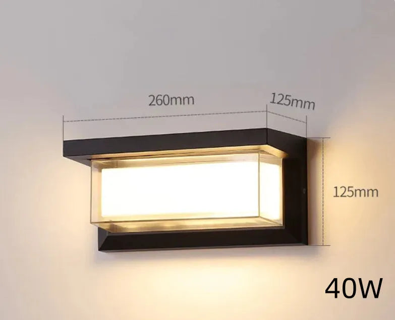 Outdoor waterproof wall lamp with aluminium body and acrylic shade for garden lighting