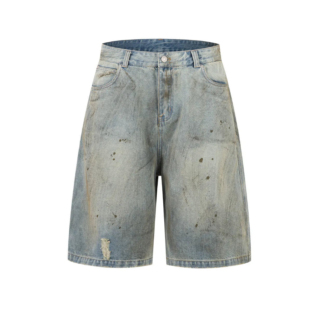 Women's blue cropped denim trousers showing mid-length straight-leg design and washed colour