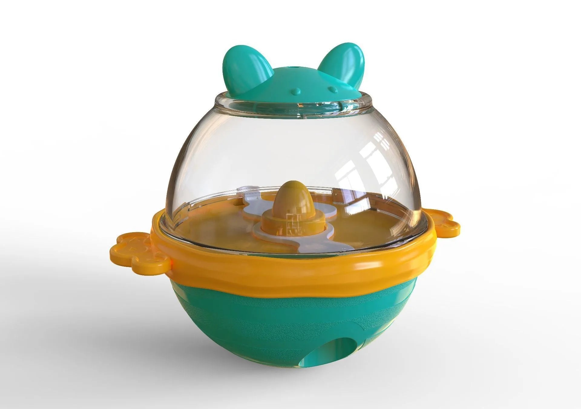 Lake blue TPR pet tumbler feeder toy for dogs with treat openings