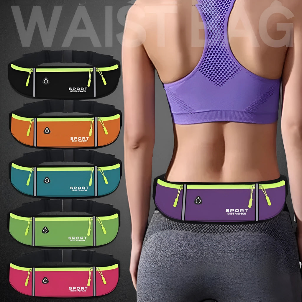 Waterproof Oxford cloth running belt bag with anti-theft features in multiple colour options