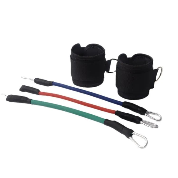 Black taekwondo training pull rope set for explosive leg strength development and kicking resistance