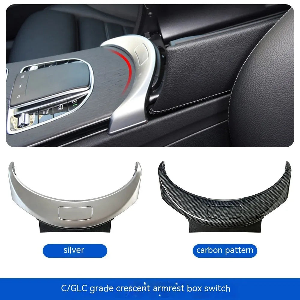 Mercedes-Benz C-Class and GLC armrest box button electroplating panel in silver electroplated finish