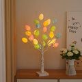 60cm LED Easter birch tree light with warm white LEDs and cracked egg ornaments on adjustable branches