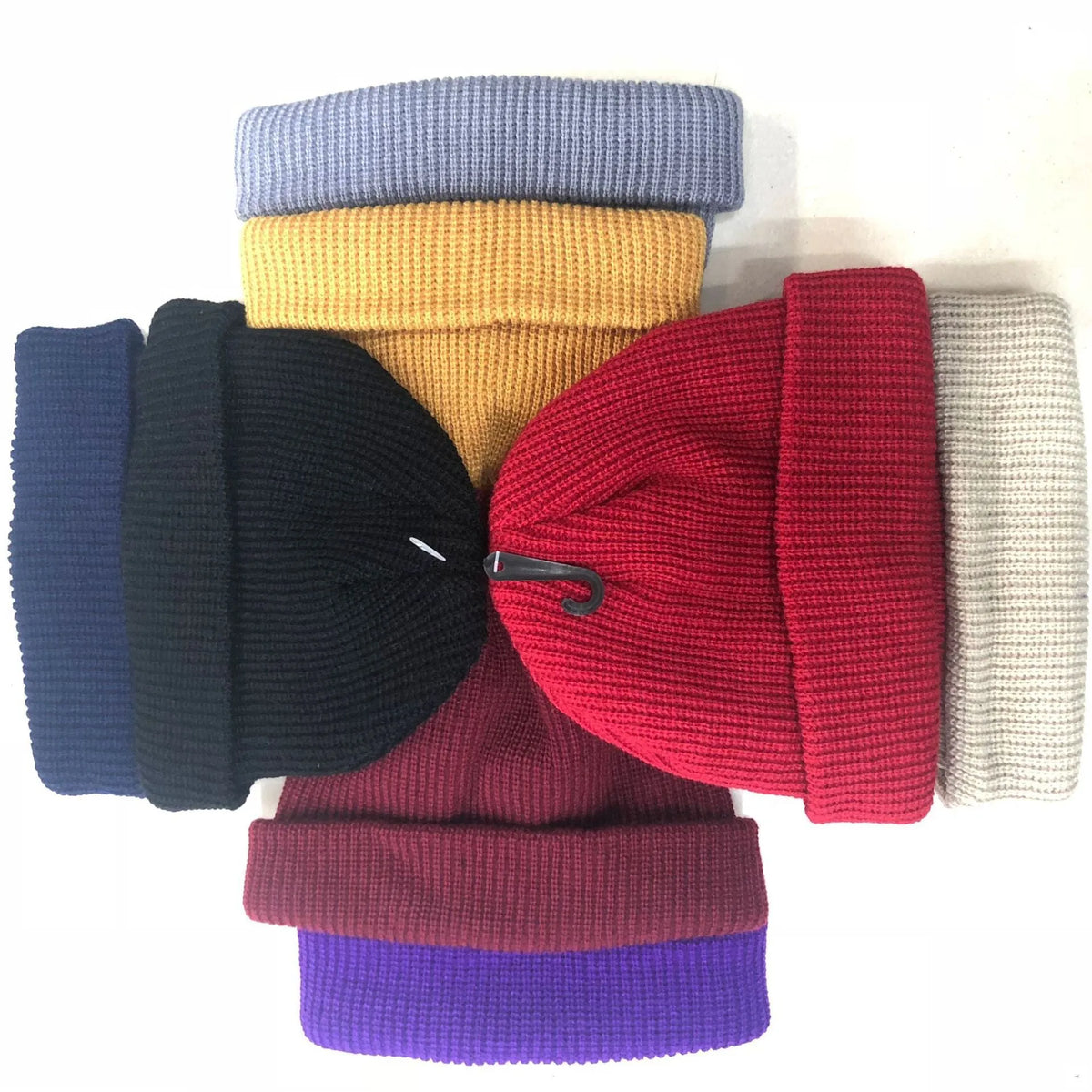 Unisex wool knitted hat with letter embroidery in black or grey for autumn and winter