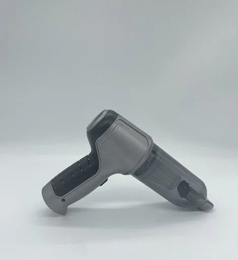 Handheld car vacuum cleaner in gold or silver style with wireless charging capability and pet hair attachment