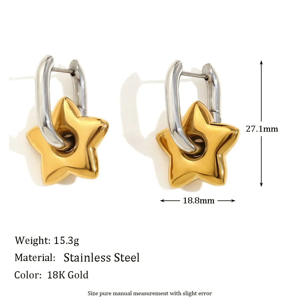 Gold geometric jewellery set for women featuring earrings, bracelet, and necklace on a white background.