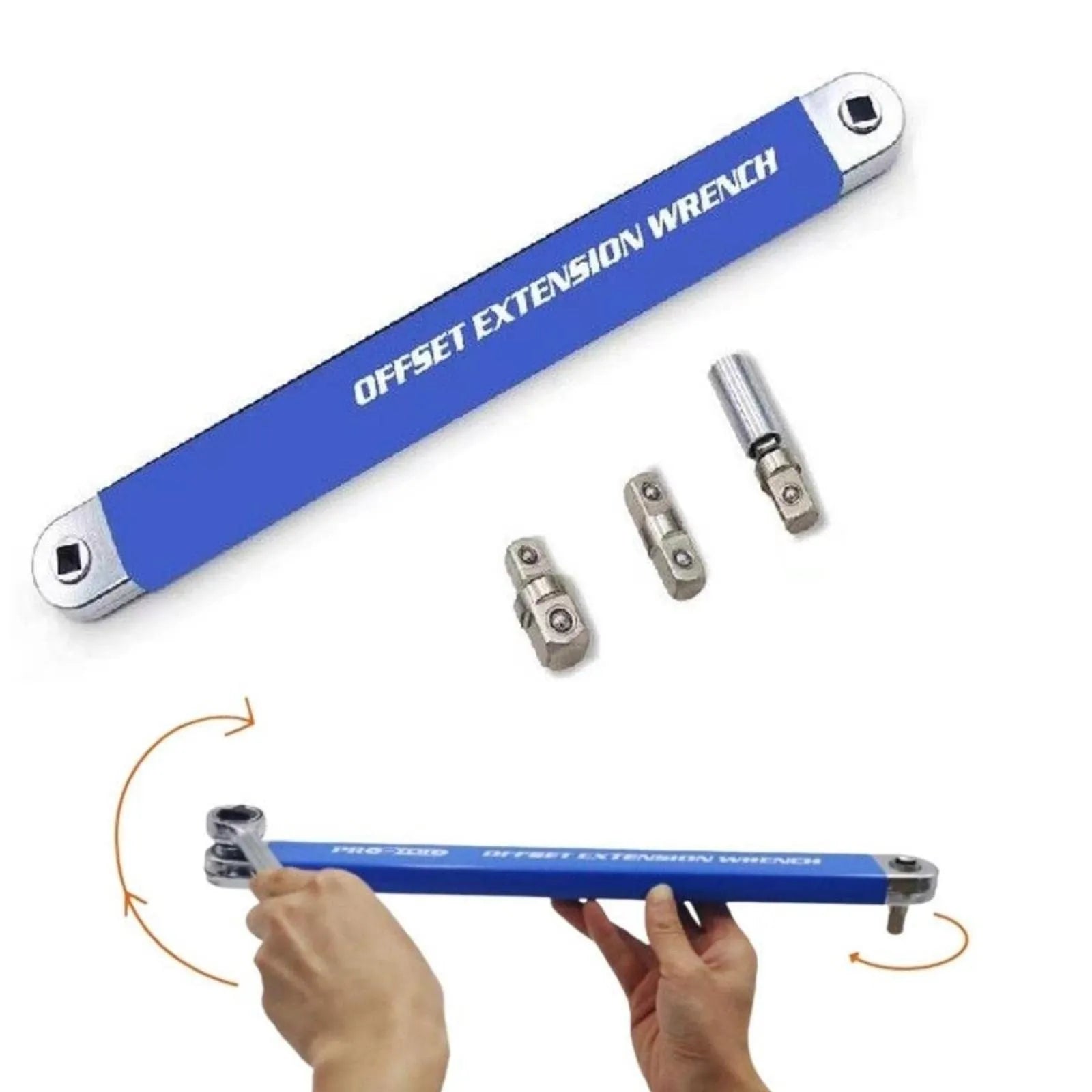 Multi-function lengthened stainless steel wrench set with ratchet handle and extension wrenches, 4 pieces without logo, for car and machine repair