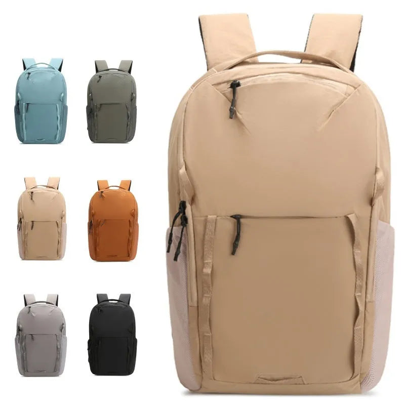 Taslan composite cloth waterproof backpack in solid colour with curved shoulder strap