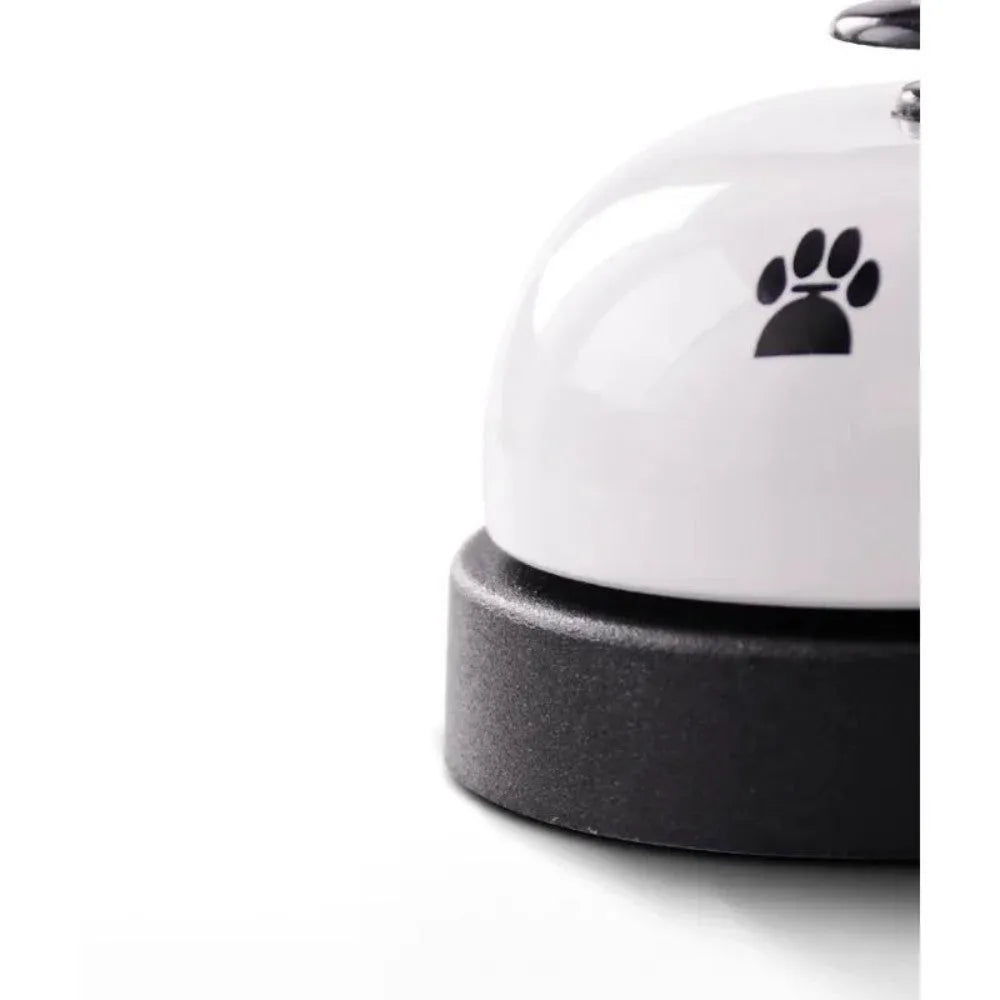 Pet bell cat dog trainer in red with footprint design attached to a collar