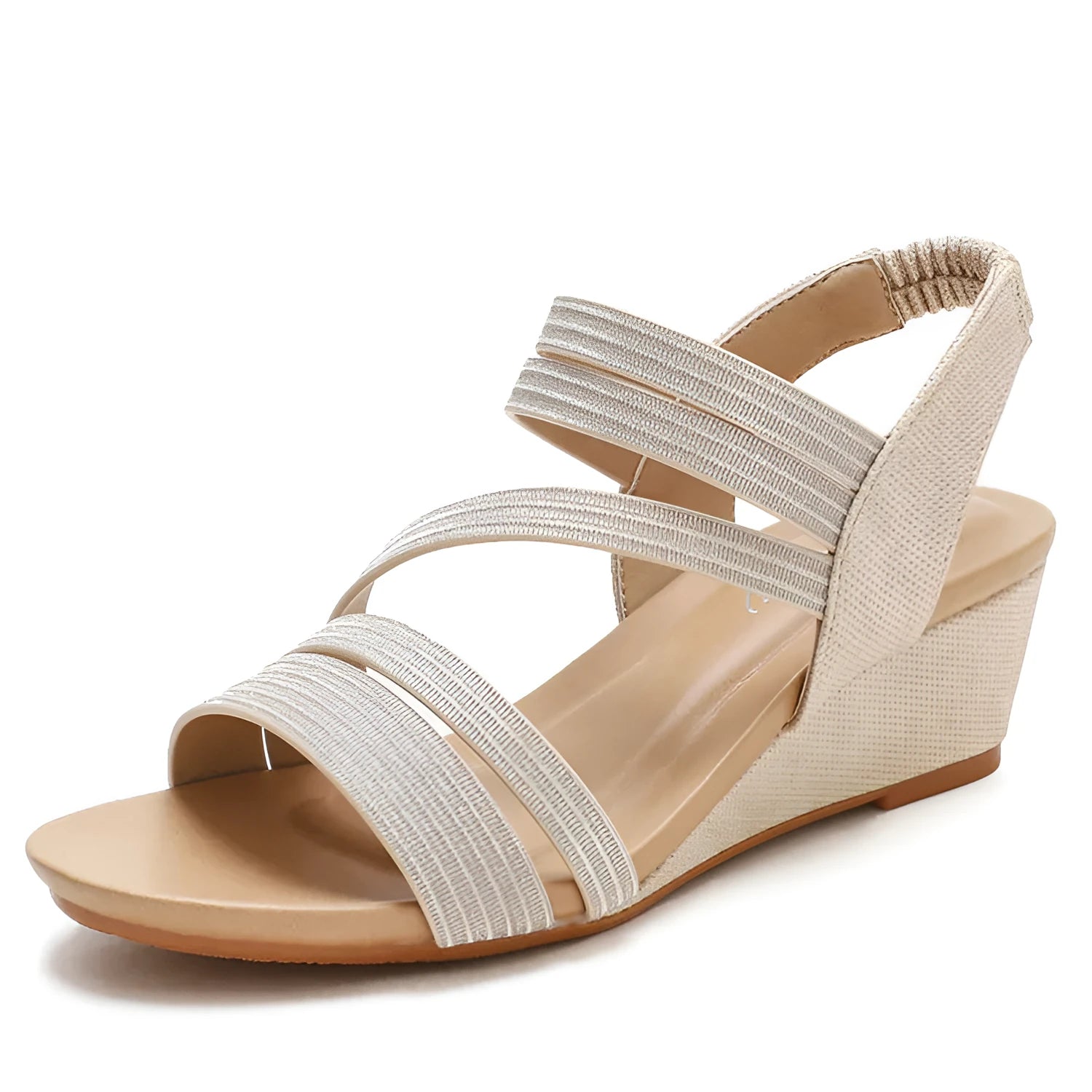 Women's grey leather platform sandals with a 3-5cm middle heel on a wear-resistant sole.