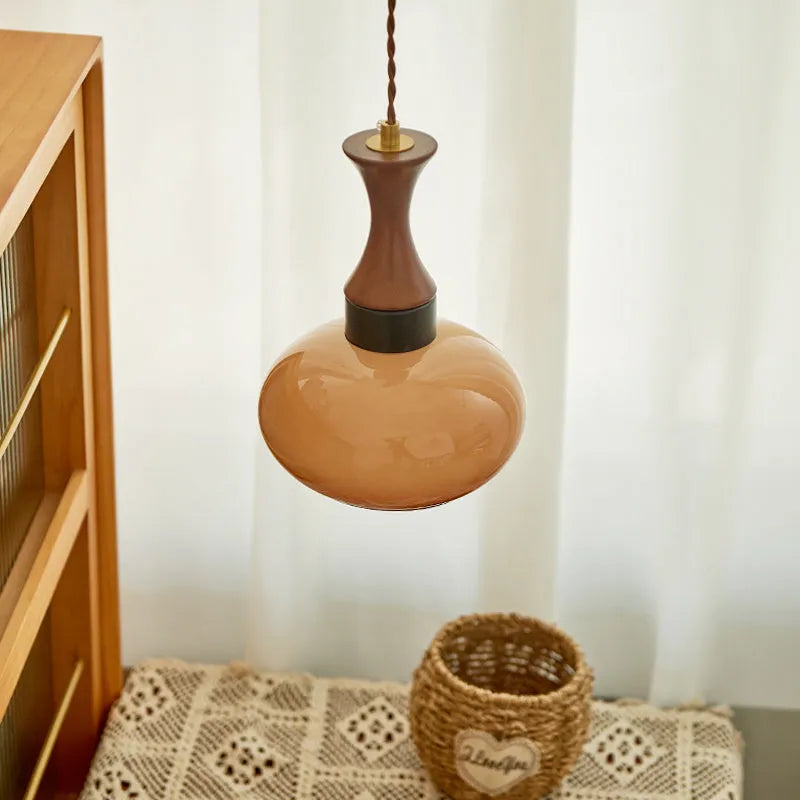 Retro glass pendant light semicircle 30cm tri-colour for dining room