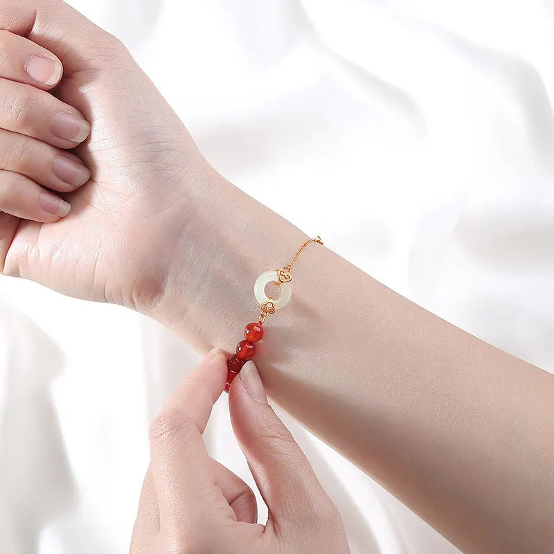 Women's sterling silver 925 bracelet with peace buckle charm and xiangyun design